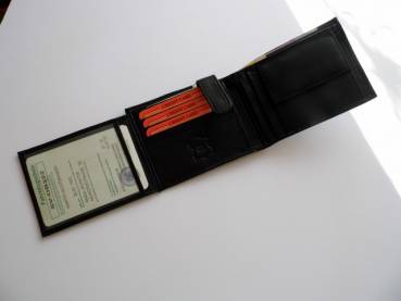 Preview: Geldbörse, Portemonnaie, Unisex, schwarz, Leder